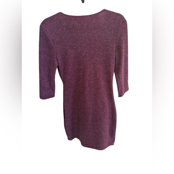 Maroon V-Neck Sweater Dress - Picture 2 of 4